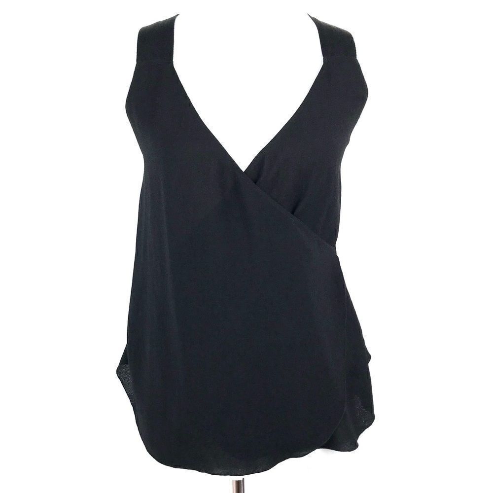 Wilfred Aritzia Black Textured Crossover Sleeveless Top